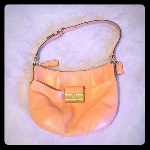 Peach Coach leather shoulder bag